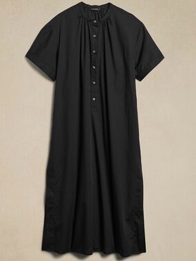 Banana Republic Factory Poplin Kaftan Maxi Oversize Black Dress Size Medium
